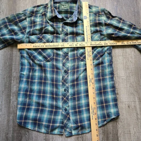 Woolrich Flannel Shirt Men Large Green Plaid Long Sleeve Button Up Flap Pockets - Picture 6 of 13